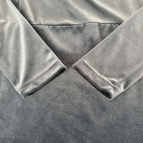 Vintage TR Bentley Navy Velvet Maxi Dress Large Floral Beaded Detail Side Slit - Picture 7 of 14